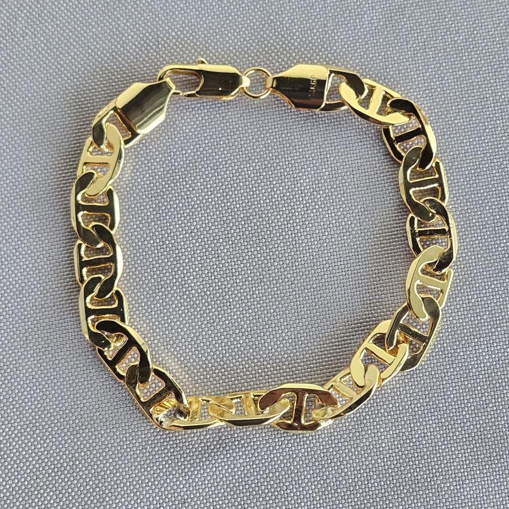 14K G.P. Mariner Link Bracelet 8" 16.1 Grams Very Nice